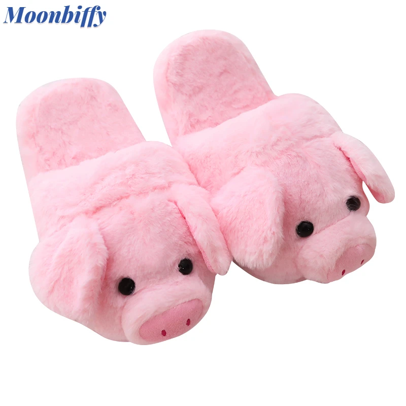 

Розовые плюшевые хлопковые тапочки Toot со свиньей, осенне-зимние женские теплые домашние тапочки Baotou для пола, тапочки для женщин