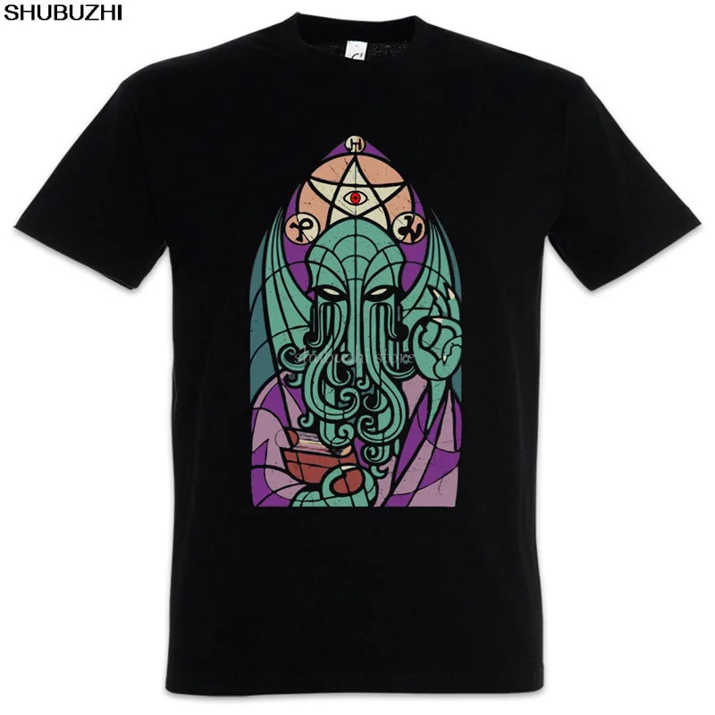 

CHURCH OF CTHULHU T-SHIRT Miskatonic Lovecraft Arkham Dunwich Kathedrale Kirch Men T Shirt Cotton Print Shirts sbz4368