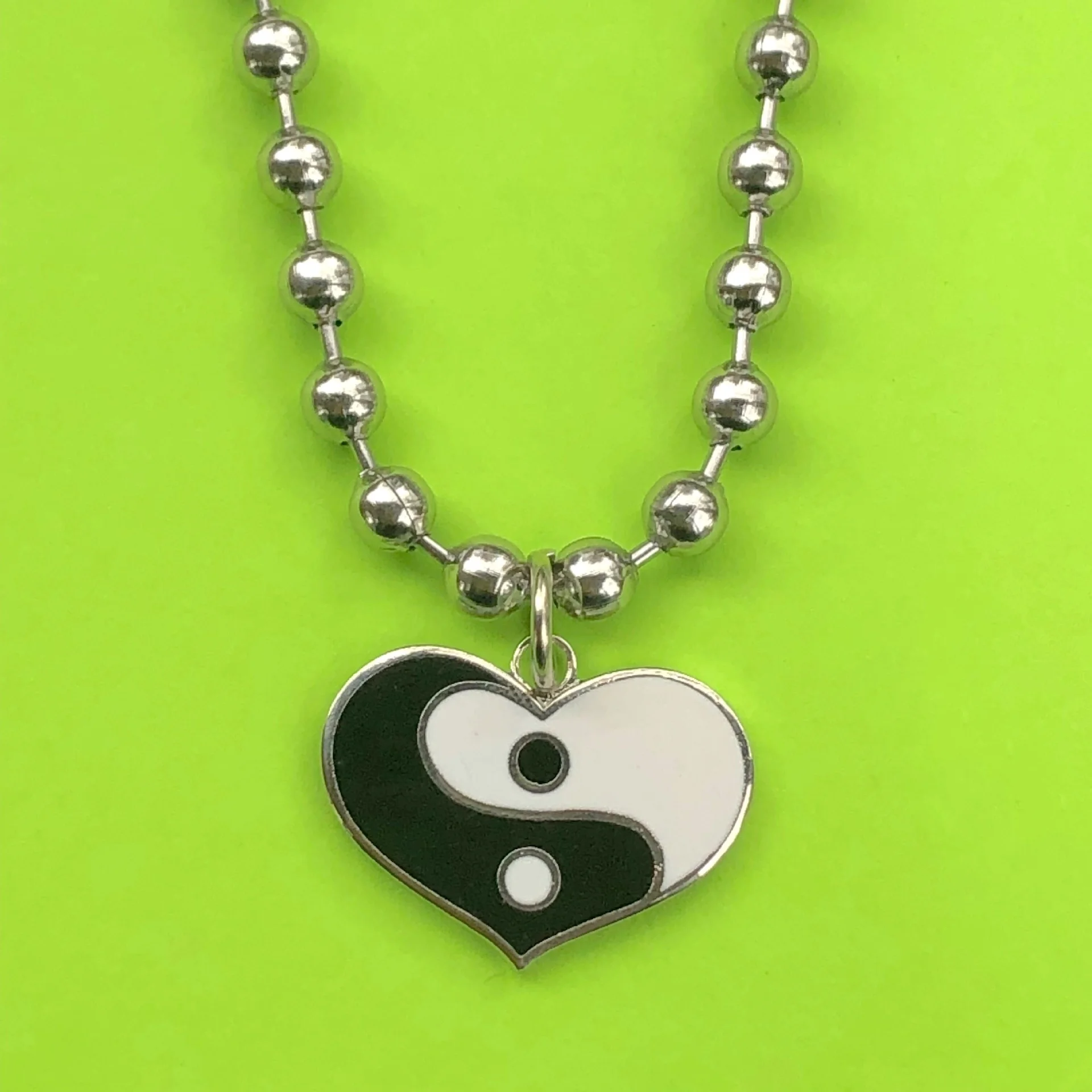 

Personalized love gossip bead chain necklace men's and women's fashion hip-hop couple Pendant Silver Jewelry Necklace