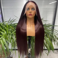 synthetic straight wigs with lace front free breakdown brown color female natural hairline high temperature fiber dailycosplay