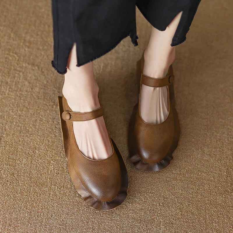 

Женские туфли-лодочки из натуральной воловьей и свиной кожи, длина 22-2023 см