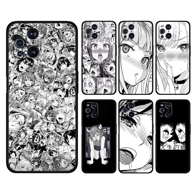 

Waifu Anime girl japan face For OPPO Find X3 X2 K9 F19 R17 PRO neo Lite K5 K3 Silicone Soft Black Phone Capa Coque Fundas