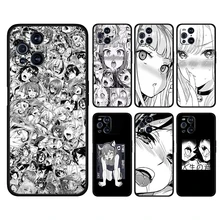 Waifu Anime girl japan face For OPPO Find X3 X2 K9 F19 R17 PRO neo Lite K5 K3 Silicone Soft Black Phone Capa Coque Fundas
