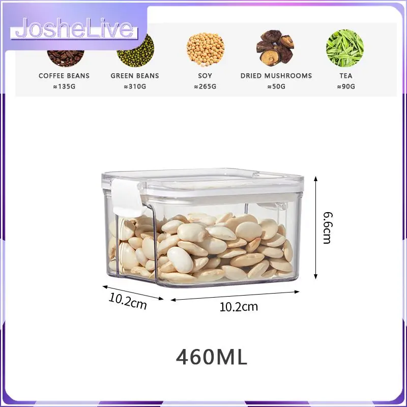 

460-1800ml Sealed Storage Box Transparent Kitchen Food Grain Containers Square Nut Snack Storage Tank Airtight Pantry Storage