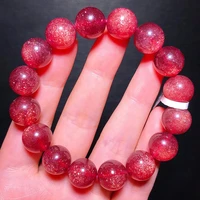 natural red strawberry quartz bracelet woman men clear round beads crystal star light 10mm 11mm 12mm 13mm aaaaaa