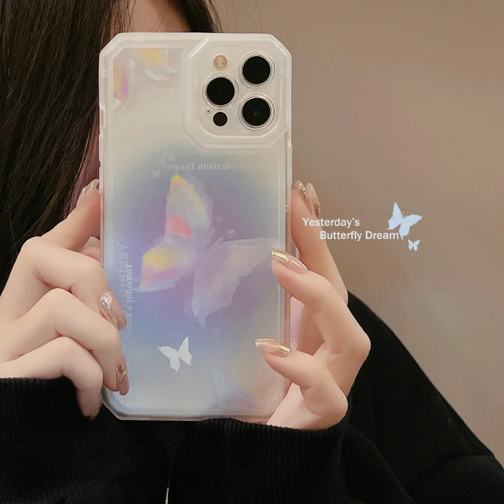 

Ins Fantastic Purple Butterfly Phone Case for iPhone 14 13 12 11 Pro Mini XS Max 8 7 Plus X SE 2020 XR Shockproof Soft Cover