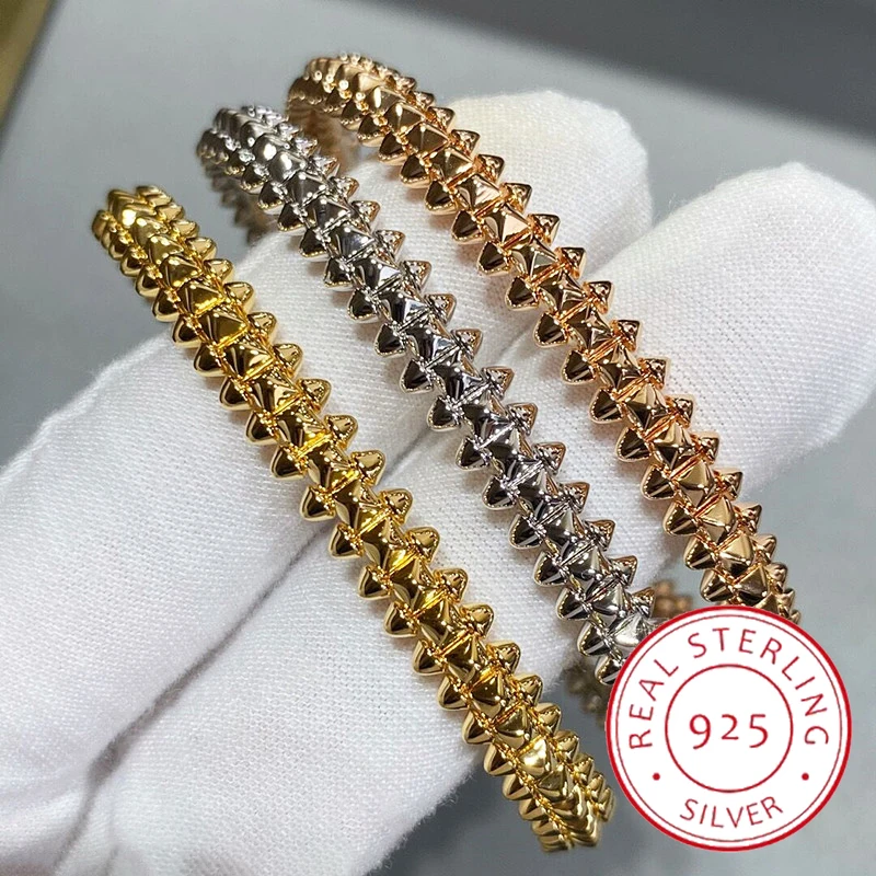 

Europe's hottest luxury jewelry 925 sterling silver rivet bracelet Women's high-end grand fashion brand party gift