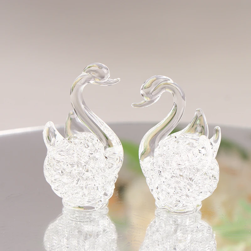 

1Pc Mini Crystal Swan Figurine Glass Animal Ornament Swan Crystal Figurines Home Desk Decoration Miniature Creative Guest Gifts