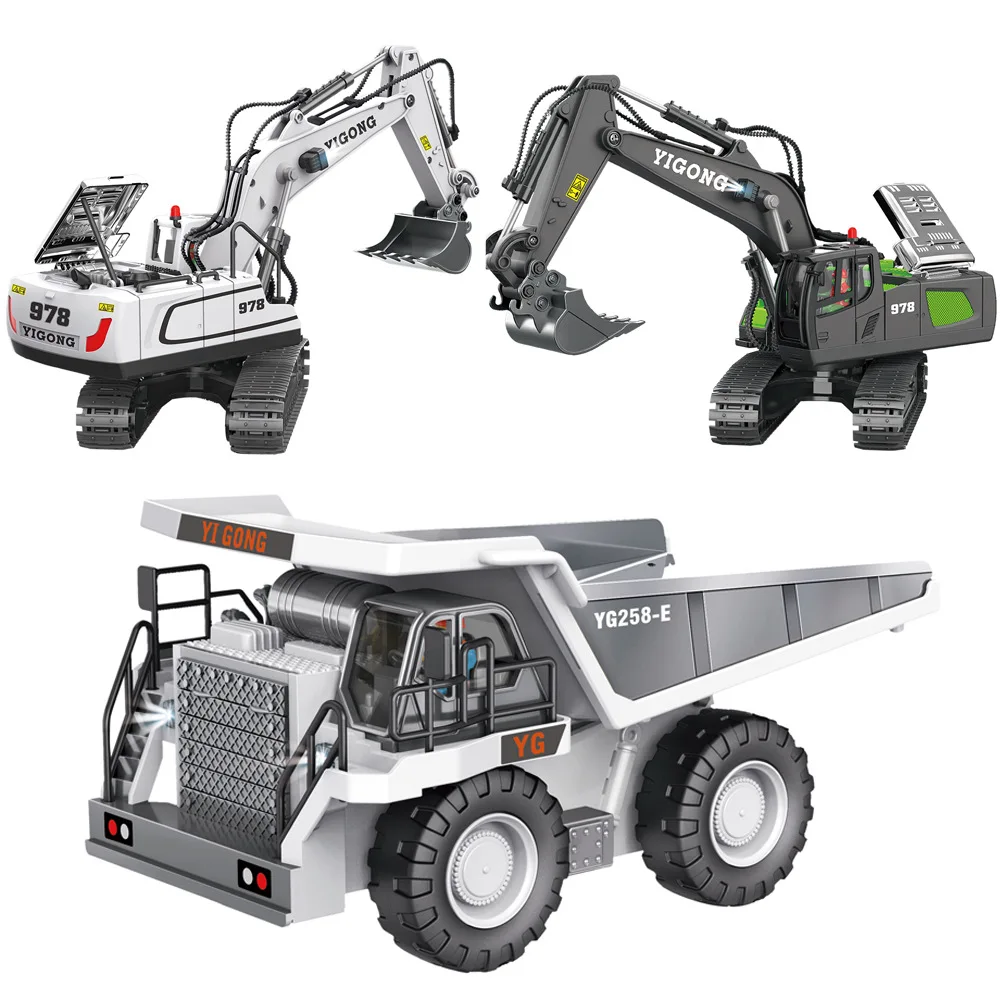 

Remote Control Excavator Alloy RC Car Dump Engineering Car Toy Children's Playground Earth-pushing Car Excavadora Para Niños