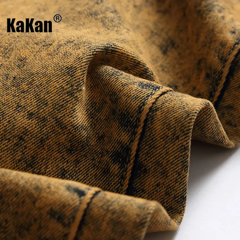 Kakan - European and American New Street Personality Jeans for Men, Washed and Made of Old Trendy Straight Length Jeans K36-L008