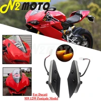 For Ducati 959/1299 Panigale Motorcycle Plug and Play Black Mirror Block Off Front LED Turn Signal Light Amber Indicator Flasher