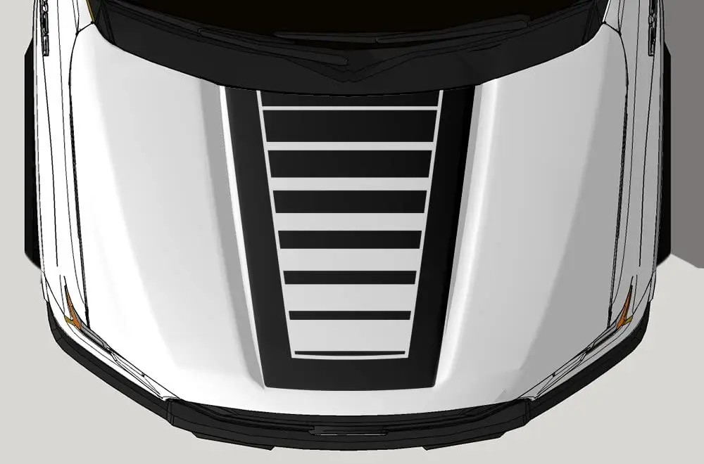 

Fits Factory Crafts Strobe Hood Graphics Kit Vinyl Decal Wrap Compatible with Ford F-150 2015-2017 - Matte Black