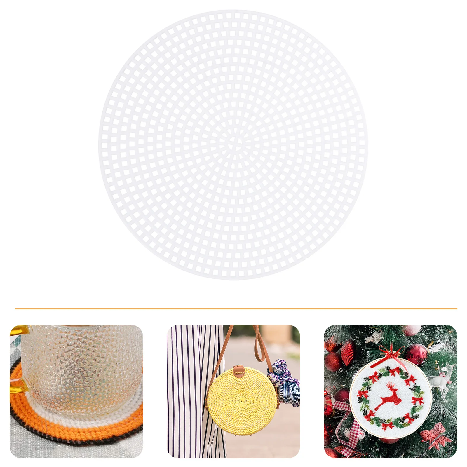 

20 PCS Round Braided Rug Embroidery Grid Sheets Round White Rug Needlepoint Shapes White Bedsheets Plastic Embroidery Canvas Net
