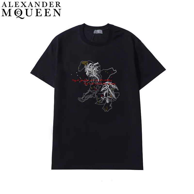 

MCQUEEN Unisex Tees Men's and Women's Printed Round Neck Short Sleeve All-match T-shirt