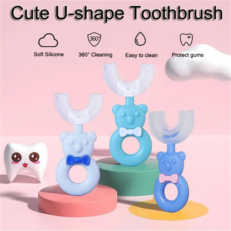 

Toothbrush Children 360° U-shaped Child Toothbrush Teethers Soft Silicone Baby Brush Kids Teeth Oral Care Cleaning