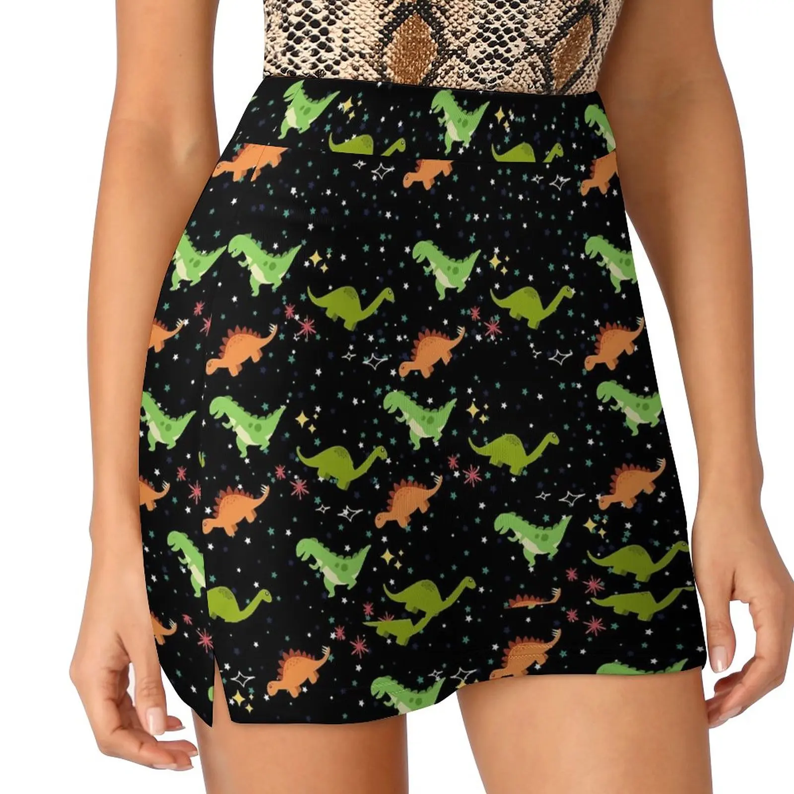 

Cool Dinosaur Skirt Stars Print Vintage Mini Skirts Summer High Waist Graphic Street Fashion Casual Skirt Big Size 2XL 3XL