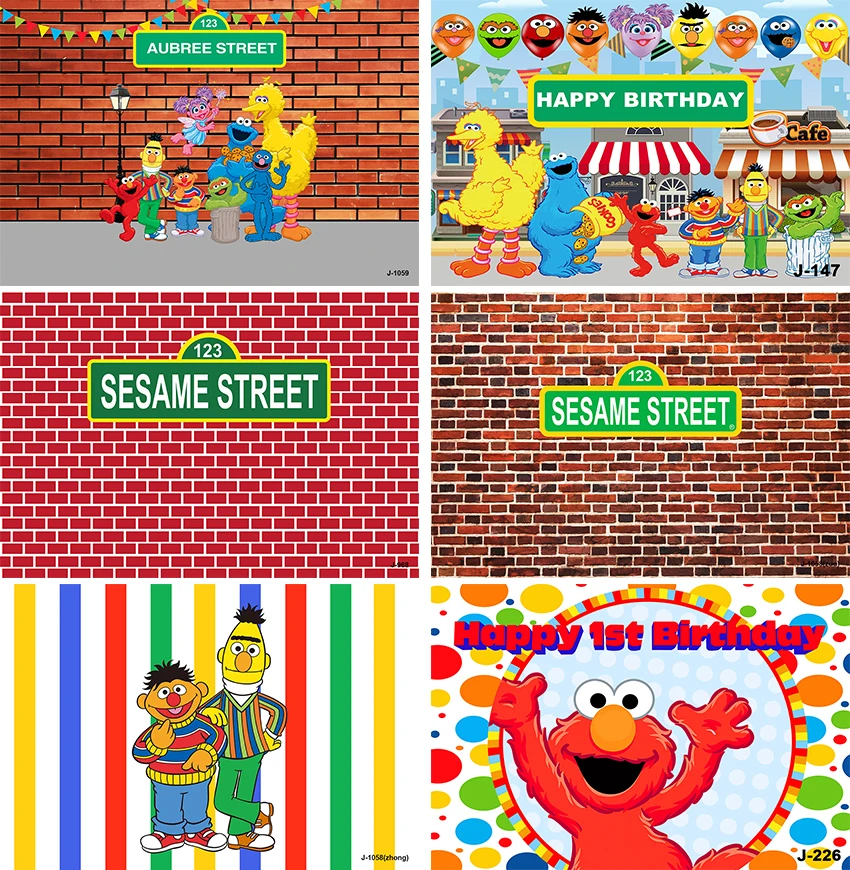 Sesame Street Photography Backdrops Boy Girl Birthday Party Theme Photo Booth Background Baby Shower Banner Decoration Supplies