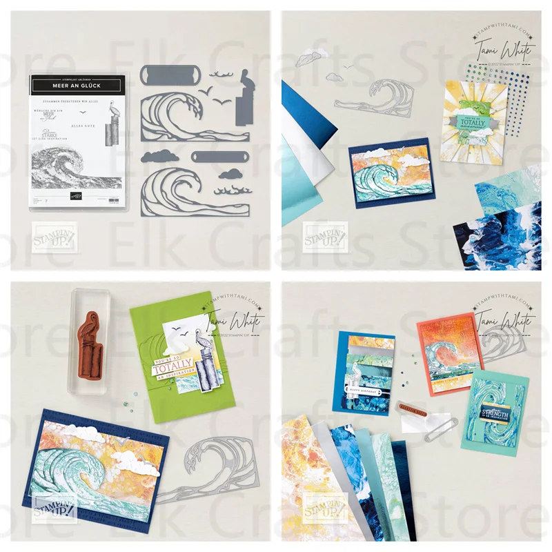 

Waves Of The Sea Beach Metal Cutting Dies And Clear Stamps For Scrapbooking DIY Paper Stencil Template Card Embossing 2022 New