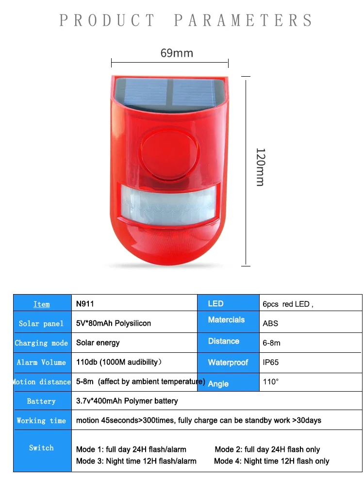 Датчик движения на солнечной батарее водонепроницаемый инфракрасный стробоскоп