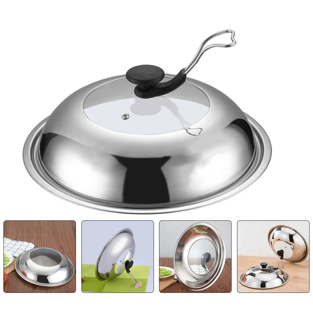 

Lid Cover Pan Pot Lids Steel Stainless Replacement Frying Universal Dome Round Skillet Cooking Basting Cookware 12.6 Inch