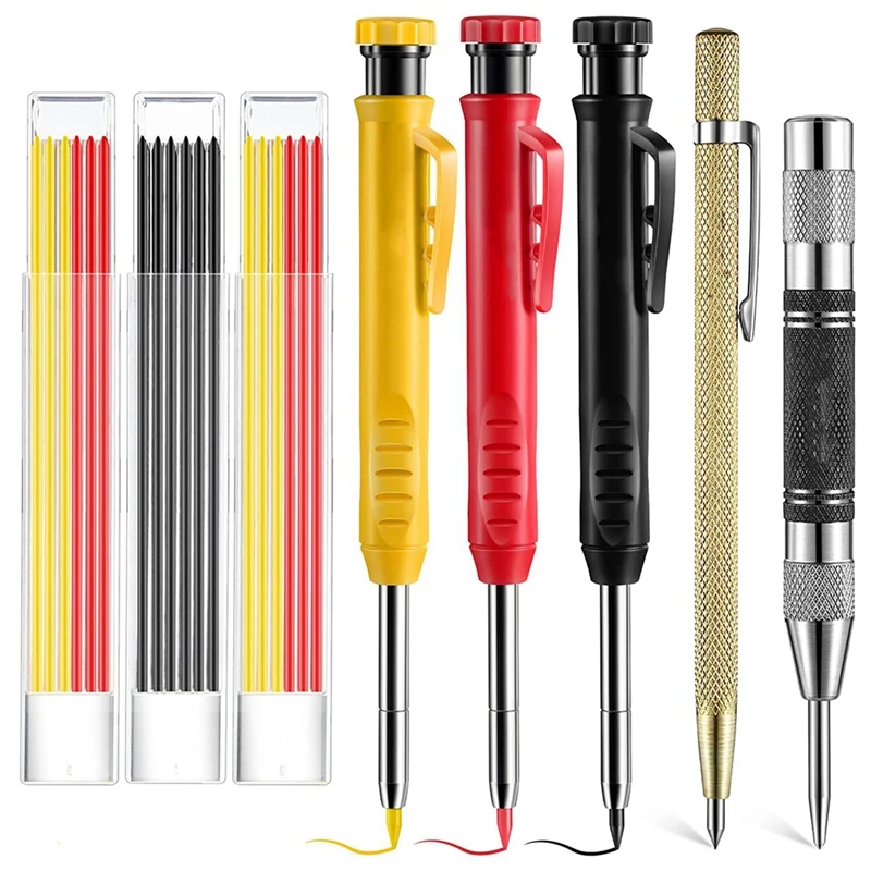 

Carpentry Pencils Scriber Marking Tools Carpenter Pencils Set With Automatic Center Punch, Carbide Scribe Tool
