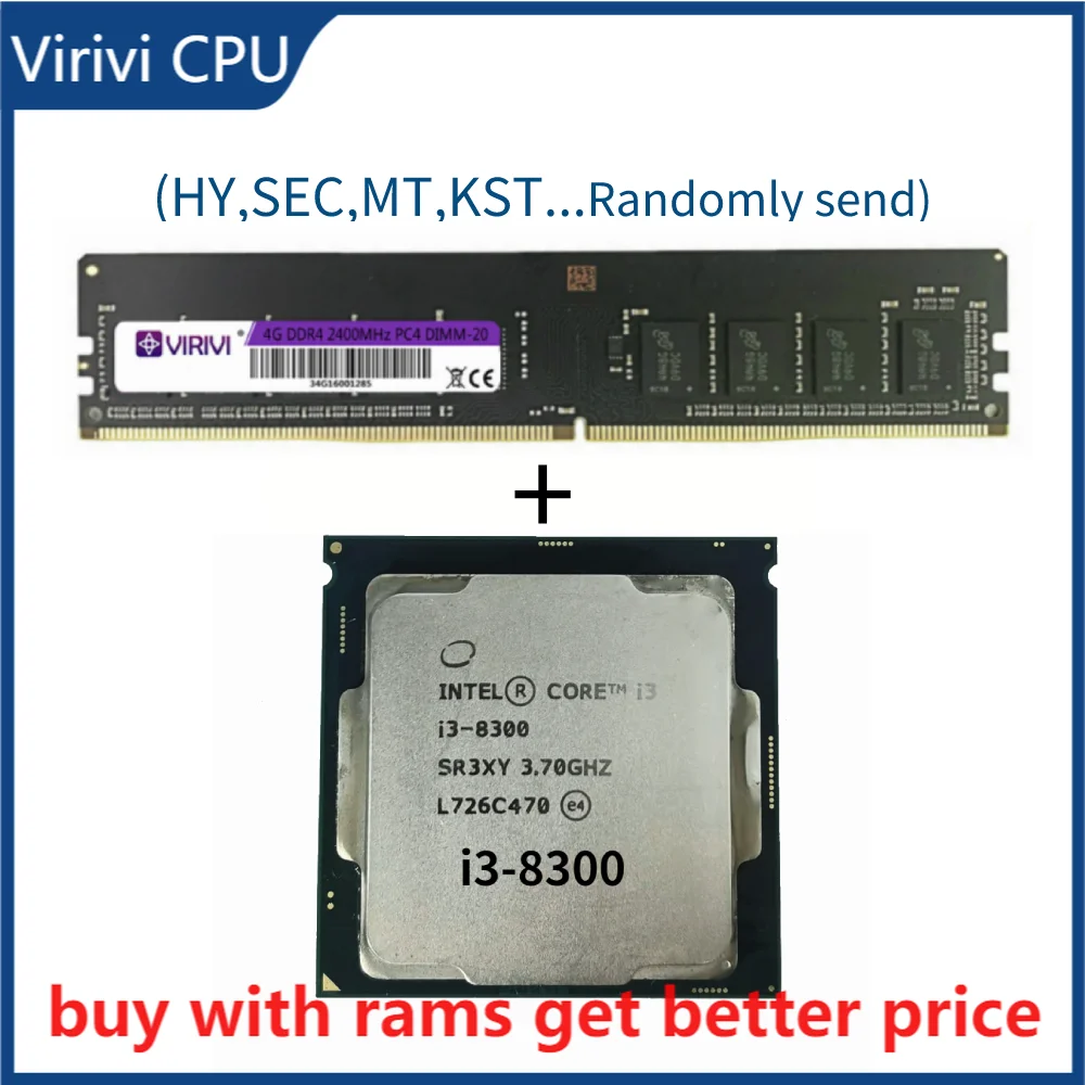 

DDR4 4G 2400Mhz with i3-8300 i3 8300 3.7 GHz Quad-Core Quad-Thread CPU Processor 8M 62W LGA 1151