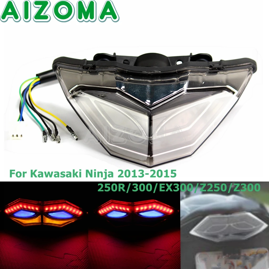 

Rear LED Integrated Tail Brake Stop Lamp w/ Turn Signal Indicator Taillight For Kawasaki Ninja 250R 300 EX300 Z250 Z300 2013-15