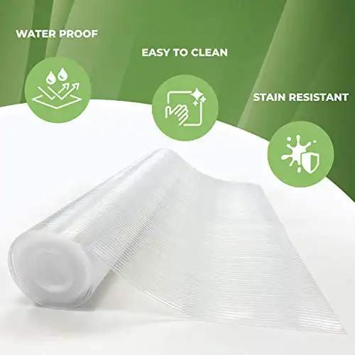 

Unique Waterproof Non-Adhesive Ribbed Plastic Shelf Liner (24 Inch x 20 Feet)