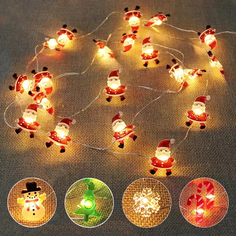 

VIP2 2M Santa Claus LED Garland String Lights Merry Christmas Decoration for Home Xmas Tree Ornament Navidad Natal New Year