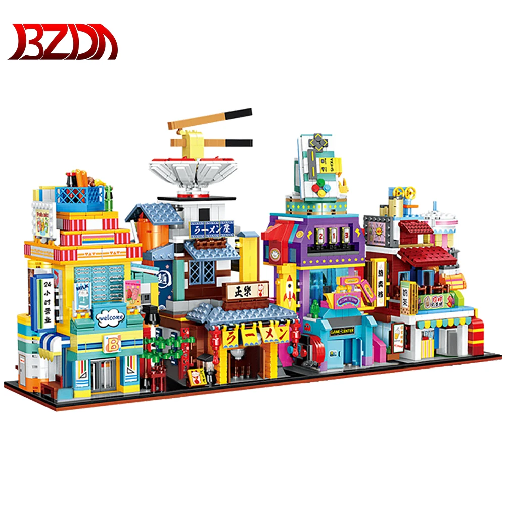 

BZDA City Mini 4in1 Street View Building Blocks Convenience Store Milk Tea Shop Assembled Bricks Children's Educational Toys