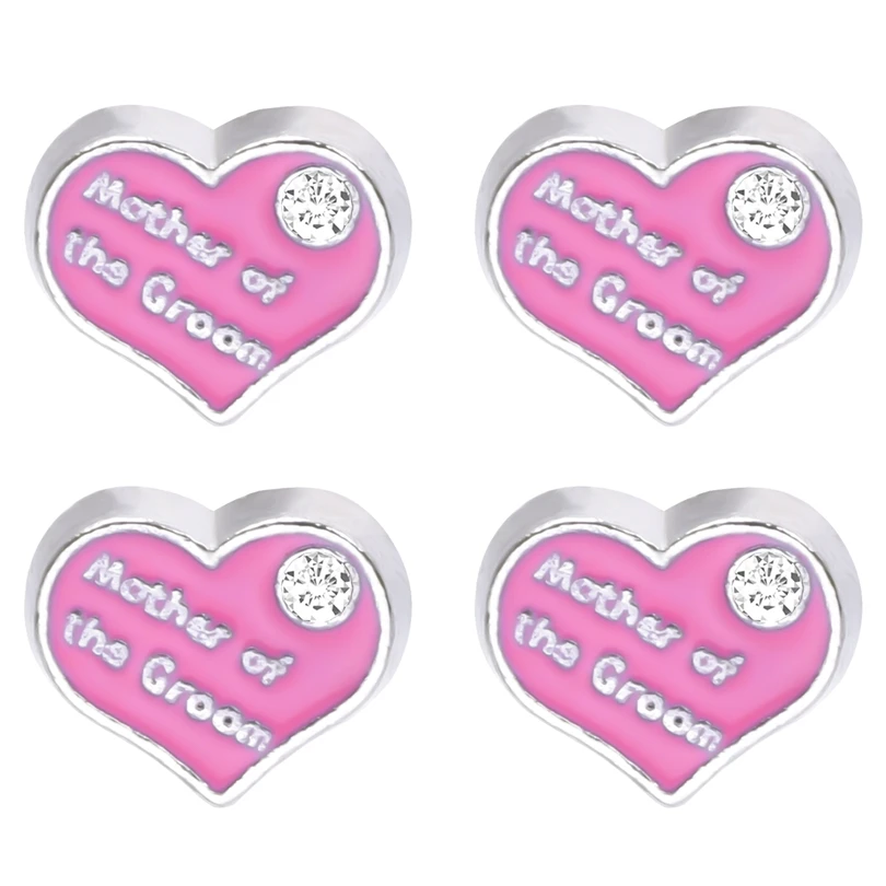 

20Pcs/Lot DIY 7x8.5mm Pink Love Mother of the Groom Heart Floating Charms Hand-made for Glass Memory Lockets