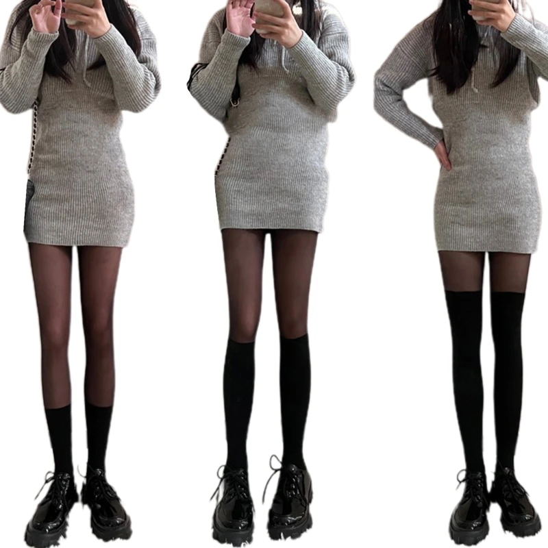 

Откровенное эротическое нижнее белье в стиле "Лолита", чулки, женские облегающие черные колготки, колготки T8NB