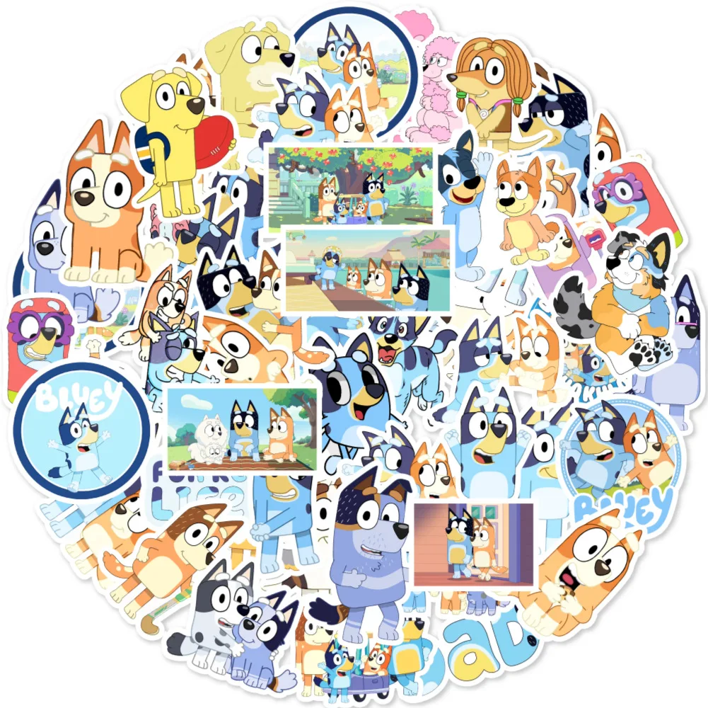 

50 шт., аниме наклейка Bluey, наклейка «сделай сам», дневник, скейтборд, чемодан, телефон, ноутбук, гитара, водяная чашка, детская игрушка в подаро...