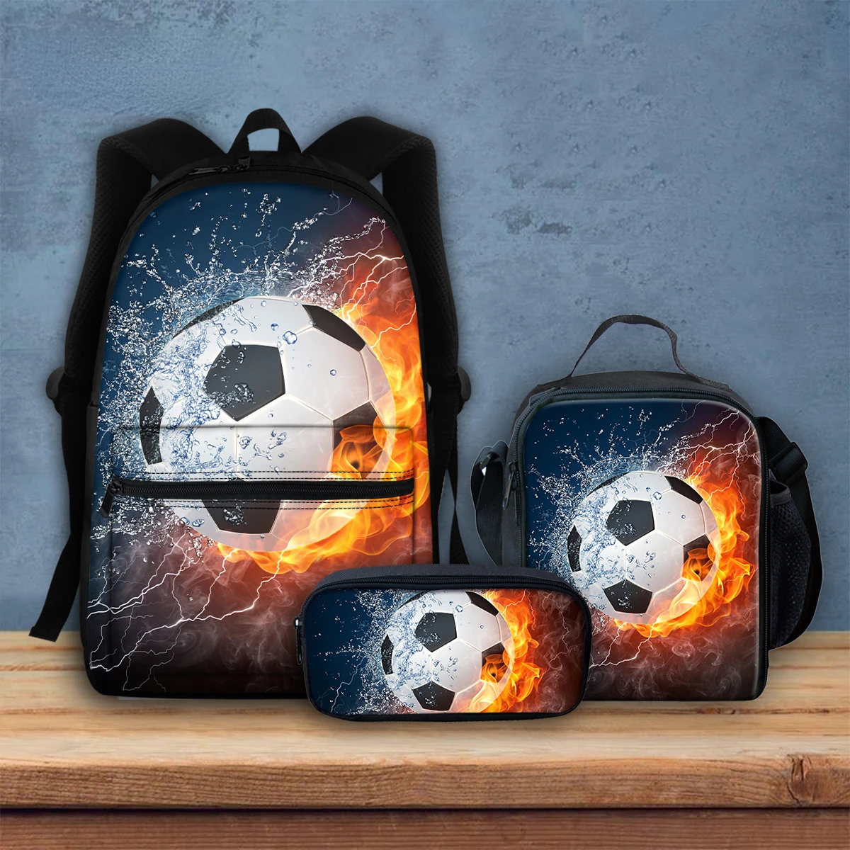 

HOMDOW, дизайнерский рюкзак для футбольного баскетбола для молодых студентов, школьные сумки для книг, набор из 3 шт., сумки для карандашей и обедов, сумка для кампуса