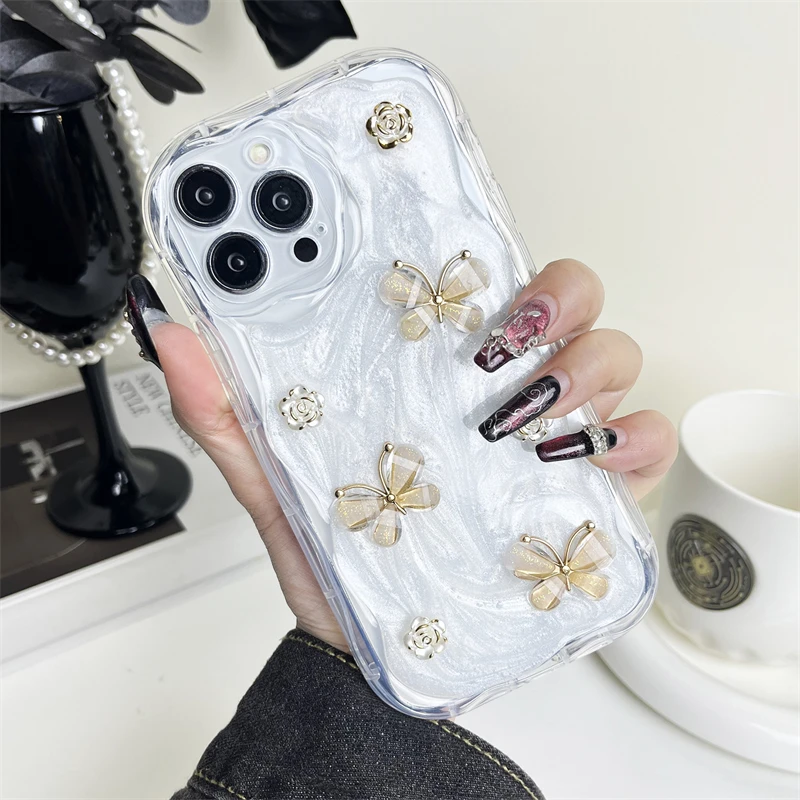 INS 3D чехол для телефона с блестящей бабочкой и розой Huawei Nova 4 5 6 7 8 9 10 11 12 Pro Y70 Y71 Y91