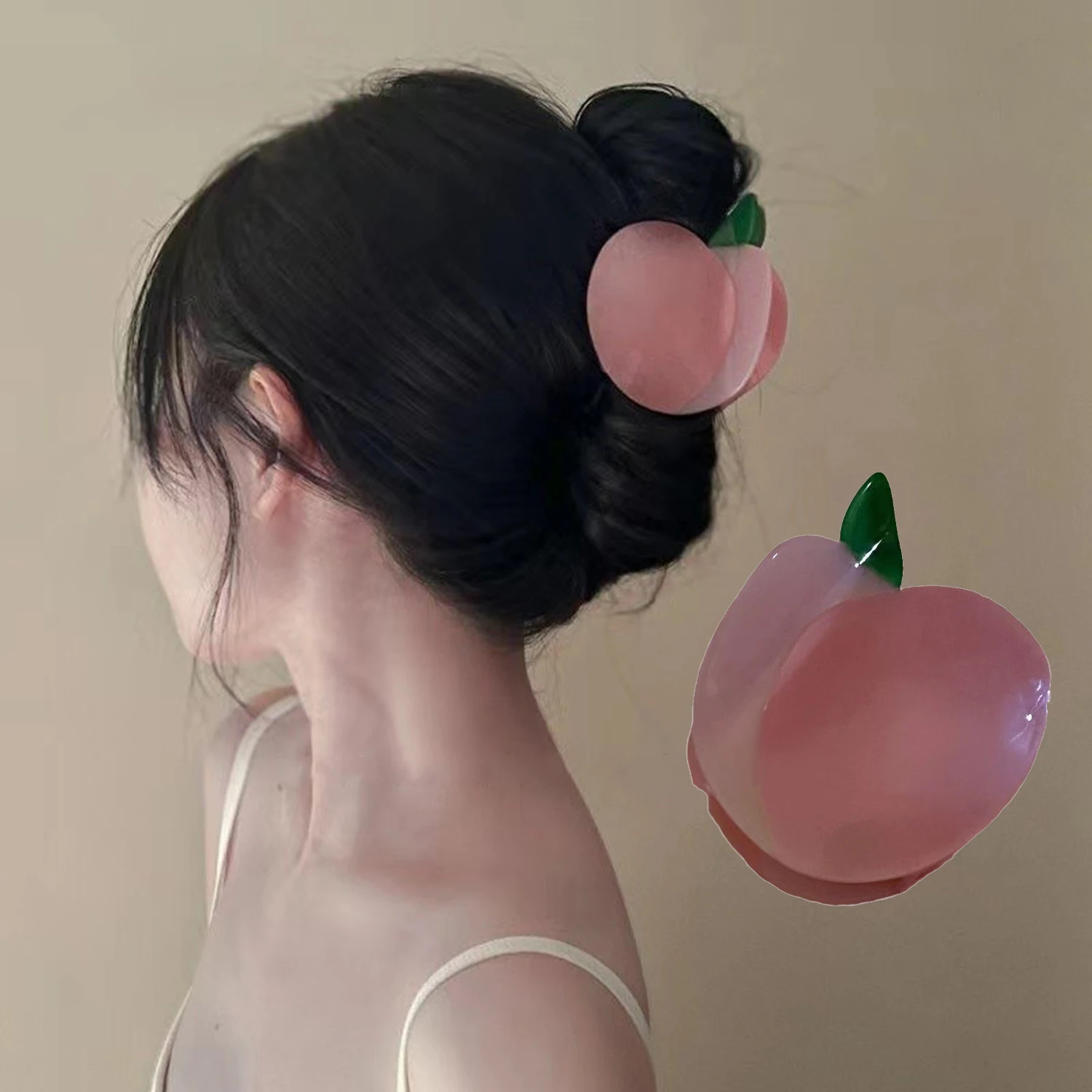 

Lovely Peach Hair Claw Fruit Design Acetate Ponytail Holder Hair Clips For Japan Korean Sweet Women Girl Summer Hair Accessories