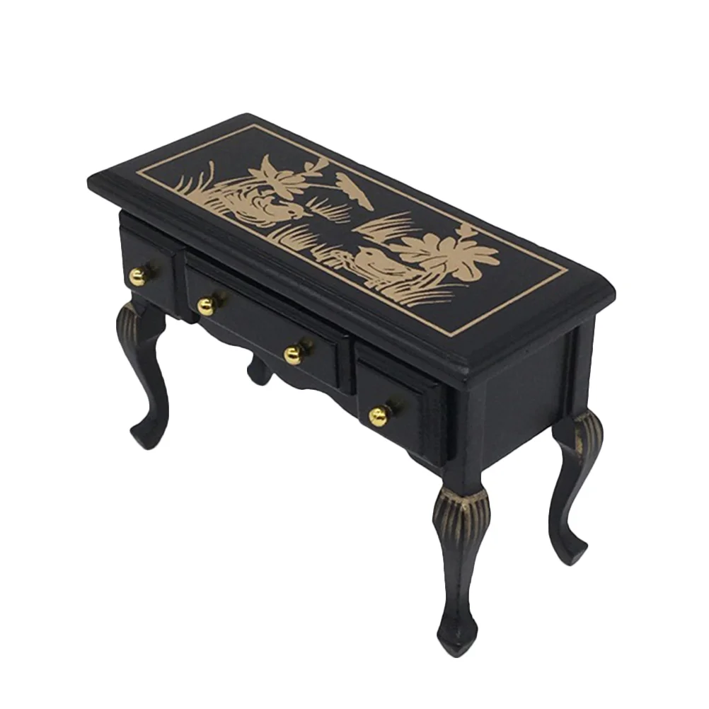 

1pc Mini Table 1/12 Scale Simulation Wooden Miniature Writing Desk Furniture Table Model for Role Play