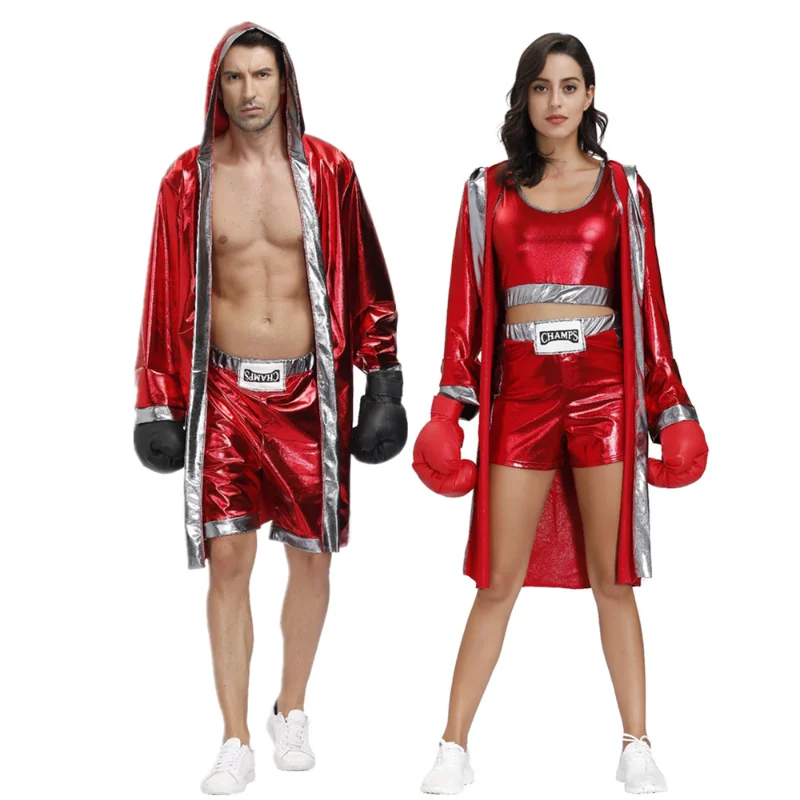 

Boxer Robe Cosplay Costume Sports Boxing COUPLE Robe ADULT Boxing Training Boxer Battle Uniform
