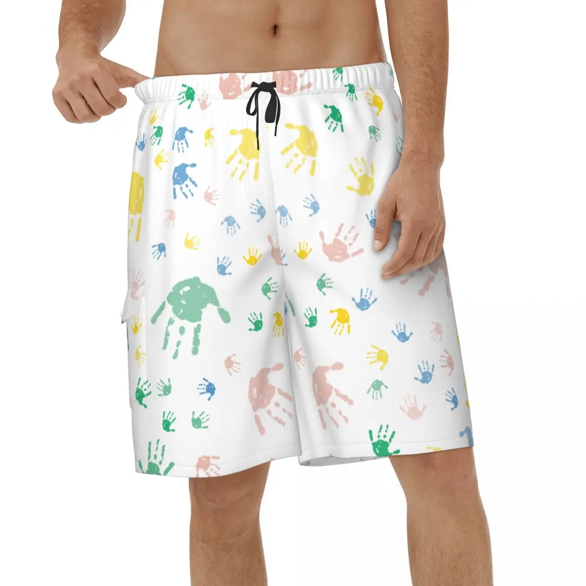 

Забавные мультяшные шорты с ручным принтом, 3D мужские пляжные шорты, Пляжная Мужская пляжная одежда