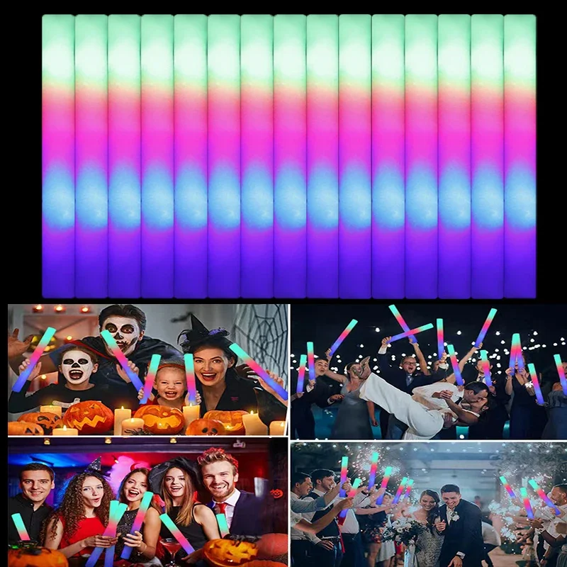 Фото 20/30 шт. светодиодные светящиеся палочки оптом, разноцветные RGB светящиеся пенопластовые трубки для вечеринок, праздников, Рождества, дней рождения, свадеб №1