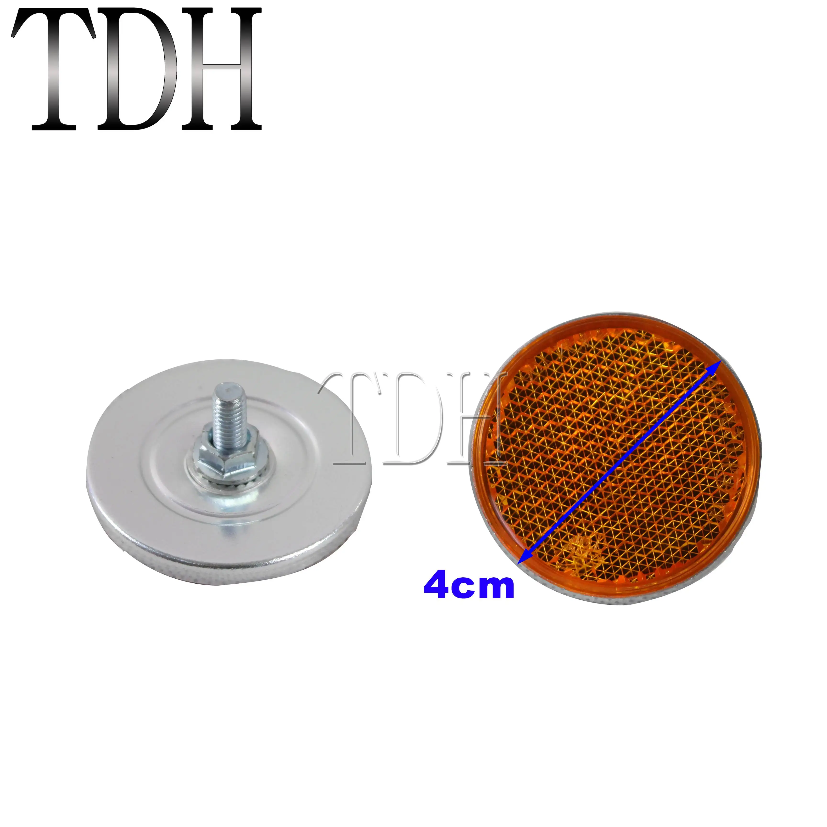 

40 мм круглый красный и янтарный мотоциклетный отражатель с крепежным винтом на заднем болте, фиксирующая шпилька, предупреждающие отражатели, знак