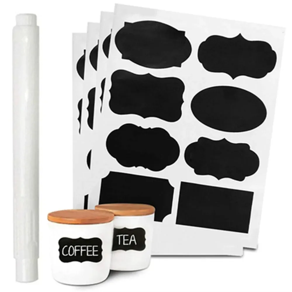 

20-100pcs/Set Erasable Blackboard Sticker Craft Kitchen Jars Organizer Labels Chalkboard Chalk Board Sticker with Marker Pen