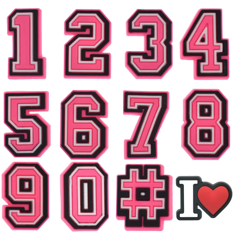 

Shoes Accessories Pins Jeans for Croc Charm Designer Summer for Crocs Charms Shoe Charms Kids Decorations Number Women Pink