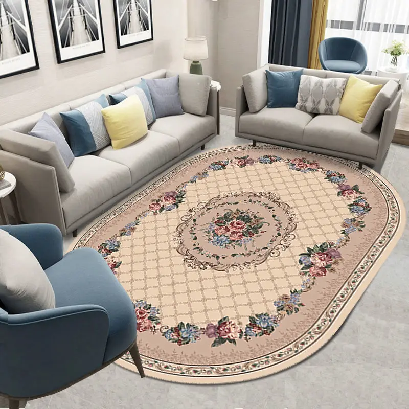 

Nordic Light Luxury Oval Living Room Carpet retro style Home Decoration Bedroom Carpets Washable Lounge Rug Hotel Lobby Rugs