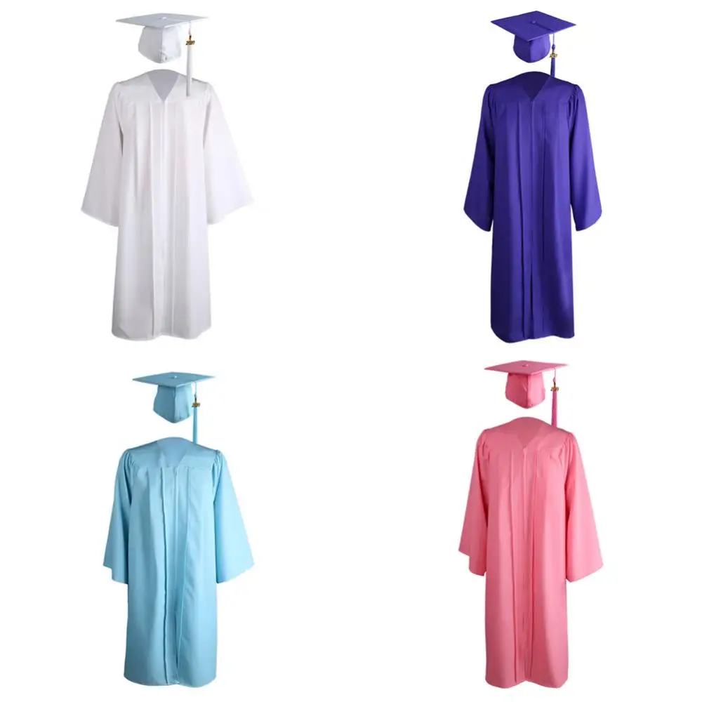 

Academic Graduation Gown Mortarboard Cap University Robe 2023 Adult Zip Dress Primary Middle High School Graduation Uniform