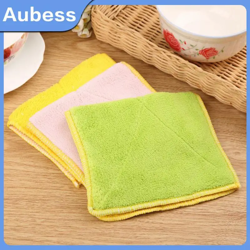 

Padded Dishwashing Towel 1pcs Thickened Scouring Cloth Double-sided Absorbent Rag Easy To Clean Household Merchandises Wipes
