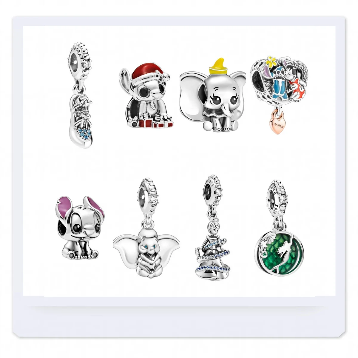 Женский браслет из серебра 2022 пробы с бусинами Золушка Дамбо Стич |