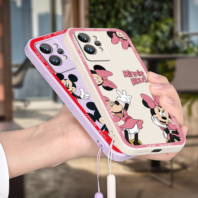 

Phone Case For OPPO Realme Q3S Q5i 50A 50i C21Y C11 GT Neo3 Neo2 9 9i 8 8i 7 Pro Plus Mickey Minnie Mouse Cartoon Liquid Rope