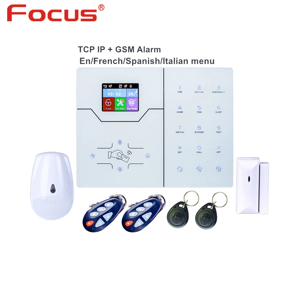 Focus 868Mhz English Text Menu HA-VGT TCP IP Alarm GSM Home Security Burglar Alarm System With WebIE And App Control