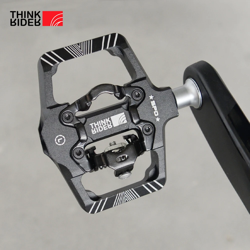 ThinkRider Bicycle Lock Pedal 2 In 1  With Free Cleat For SPD System MTB Road Aluminum Anti-slip Sealed Bearing Lock Accessories